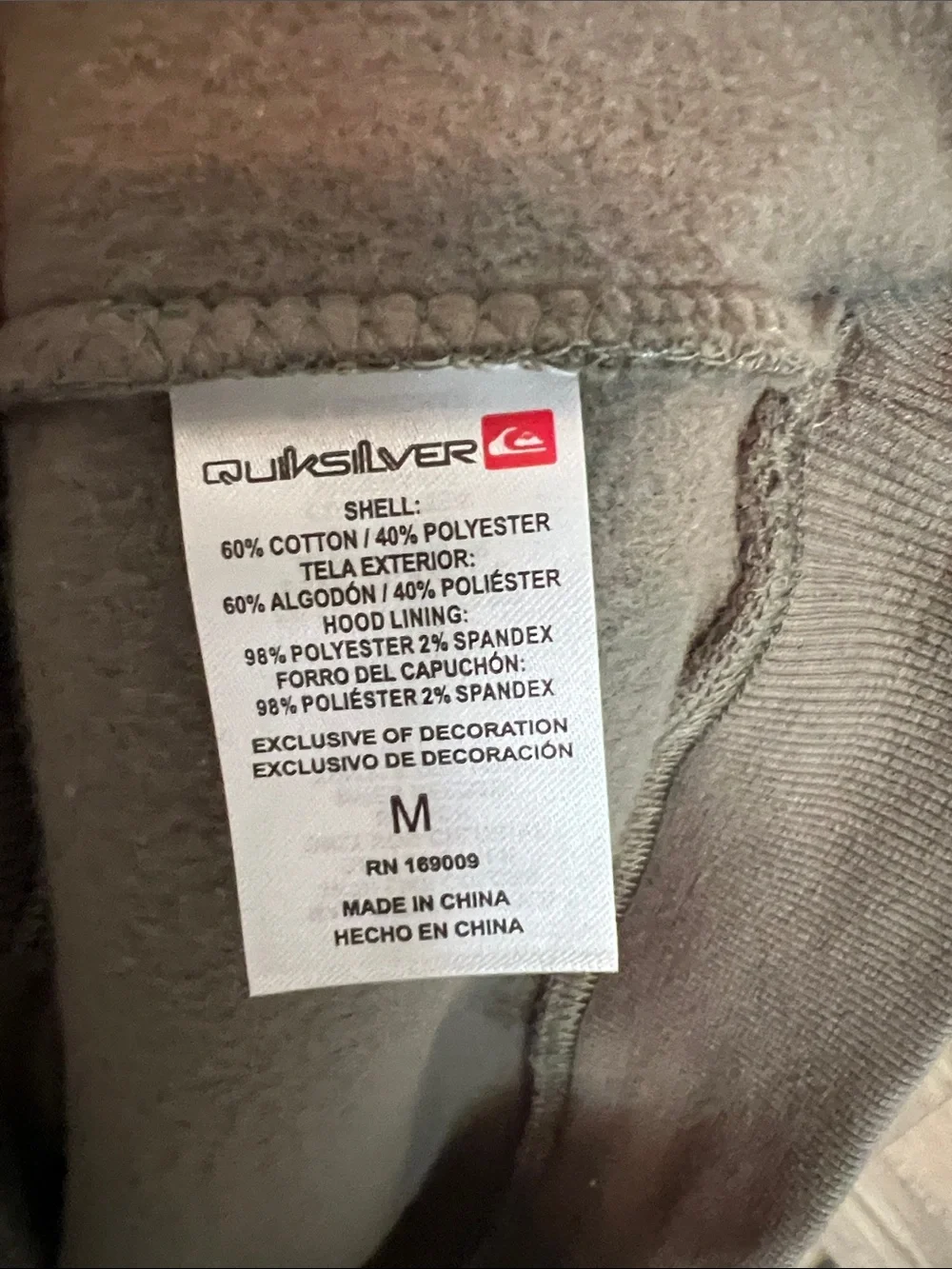 Quiksilver Dusty Olive Hooded Pullover with '1969' Patch - Picture 8 of 8